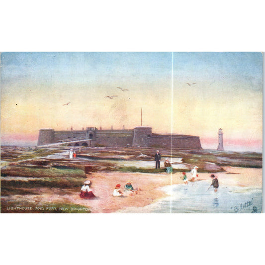 New Brighton - Lighthouse & Fort Raphael Tuck Oilette Original Postcard P3-2