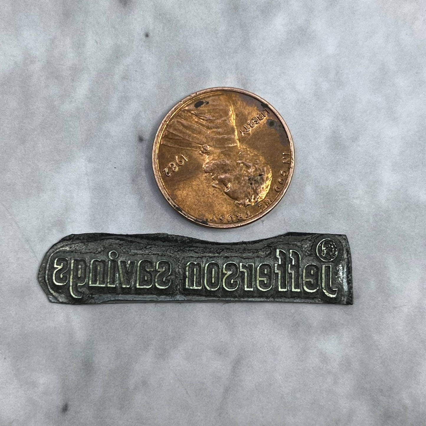 Vintage Printing Letterpress Printers Block Plate Jefferson Savings SE825
