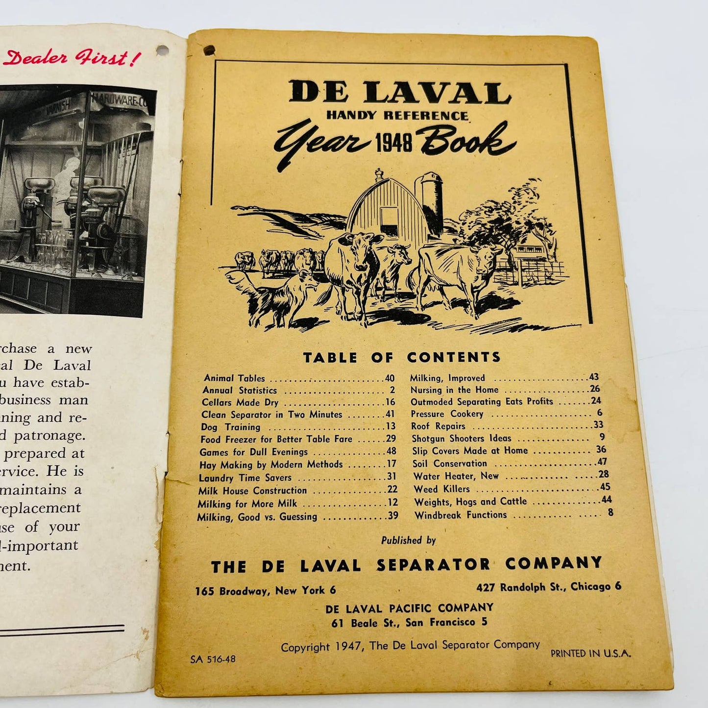 1948 De Laval Handy Reference Yearbook Almanac Dairy Cream Separator C5