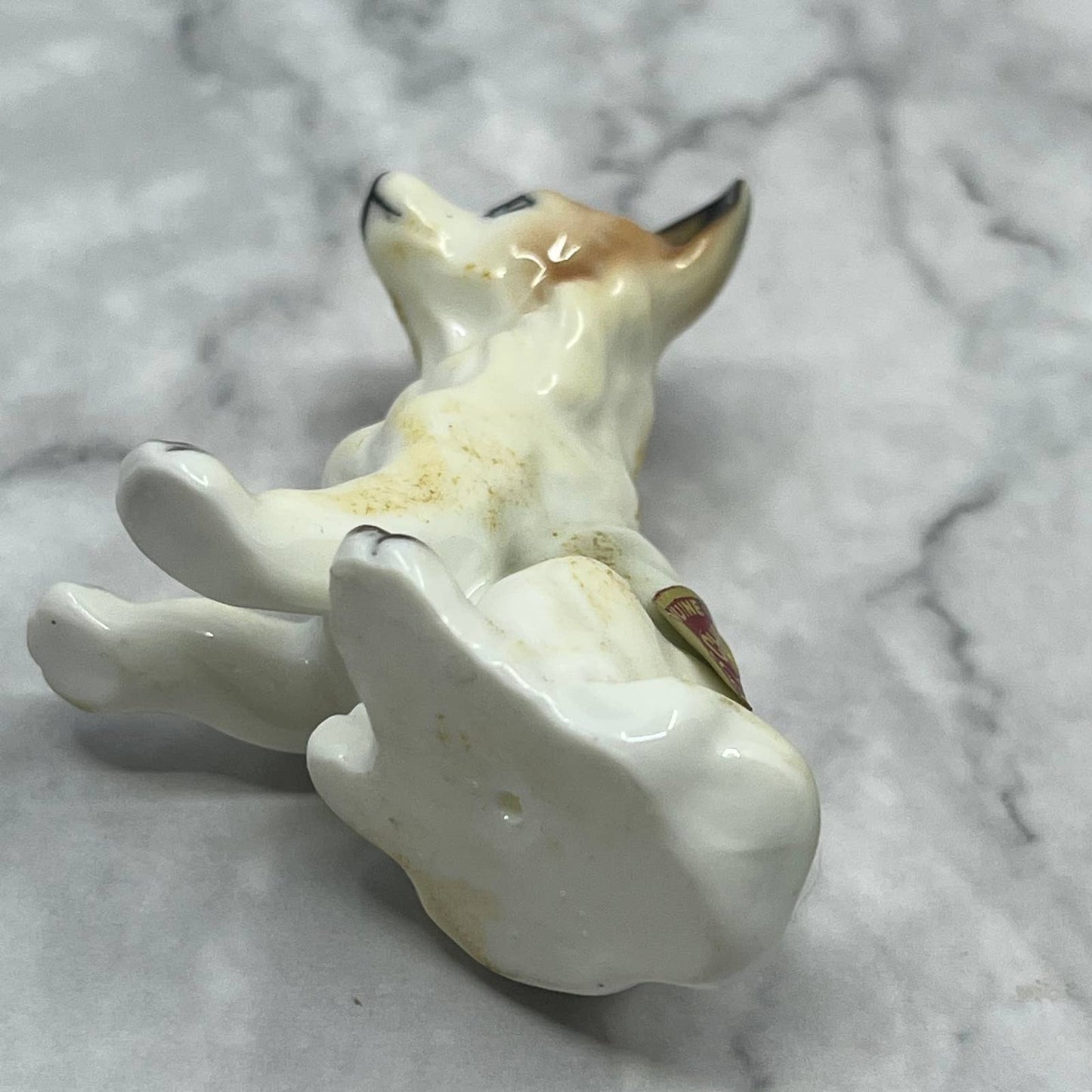 Vintage MCM Hand Painted Husky Dog Bone China Figurine 2.5” SE1