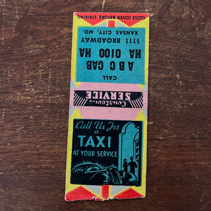 ABC Cab Taxi Service Kansas City MO Advertising Matchbook Cover SB3-M2