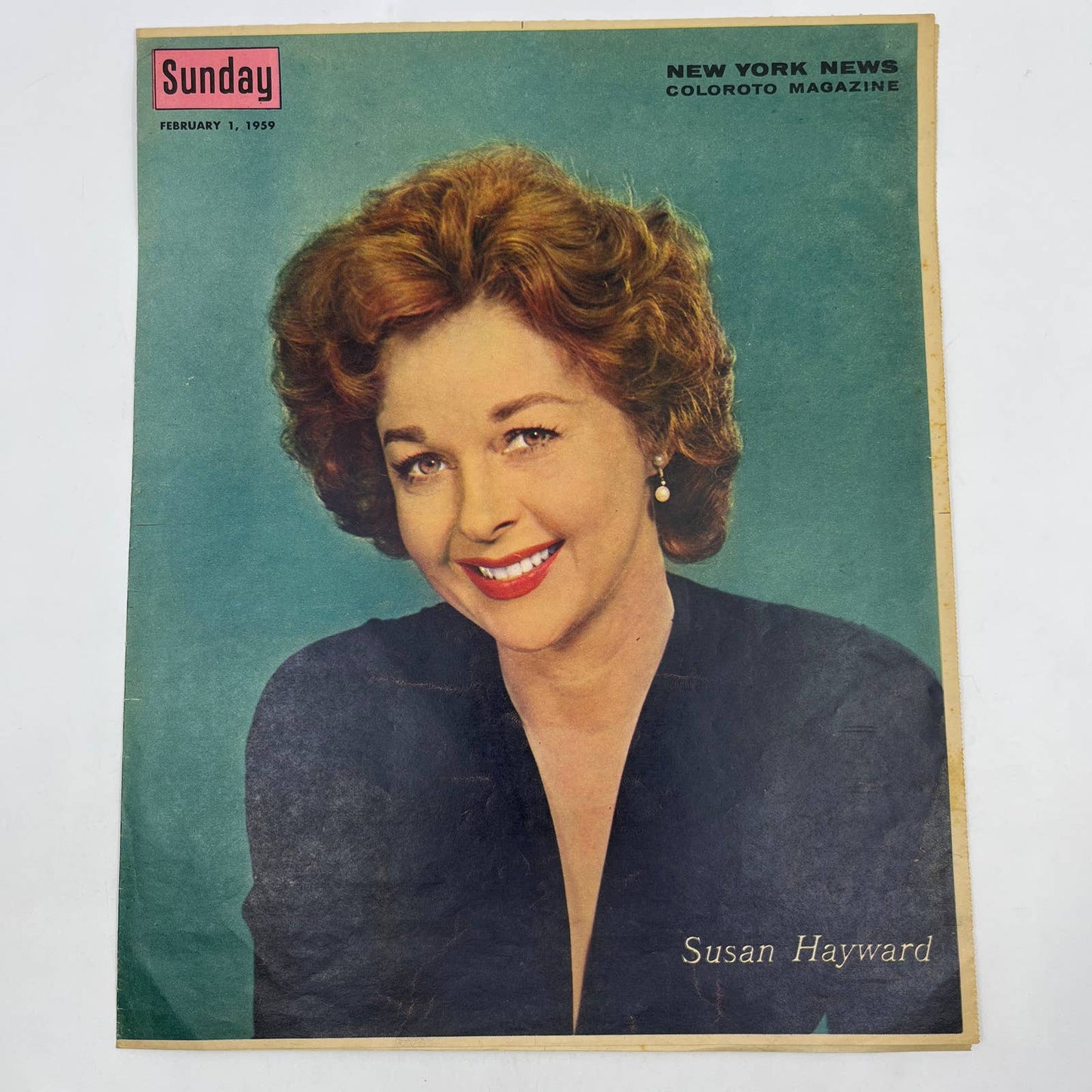 1959 SUSAN HAYWARD Sunday New York News Coloroto Magazine Cover Only FL4