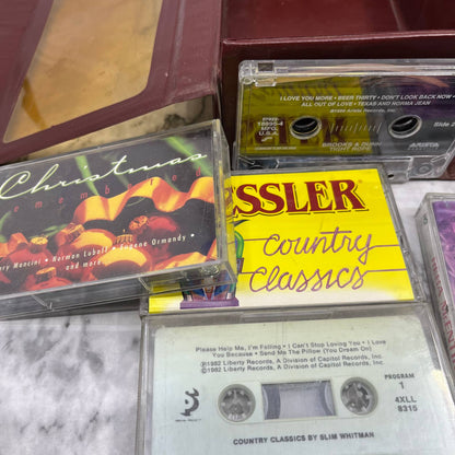 Vintage Cassette Tape Case Full of Classic Country Music Cassettes TJ4