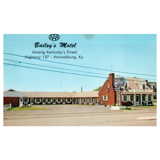 Vintage Postcard - Bailey's Motel Harrodsburg Kentucky AD9