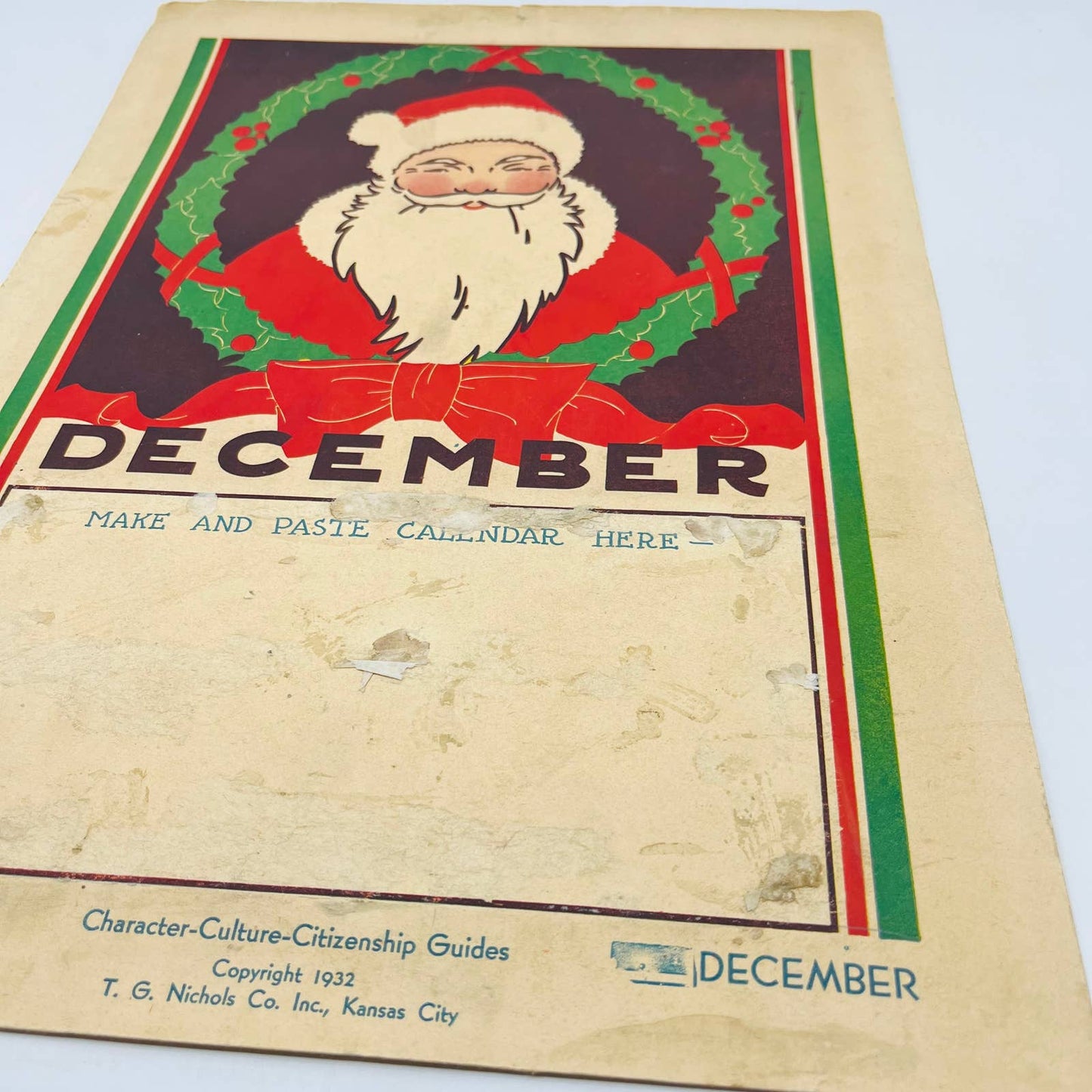 1932 Art Deco Christmas Santa Character Culture Citizenship Guides Poster #16