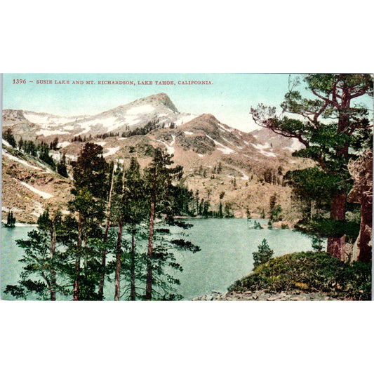 Susie Lake and Mt. Richardson Lake Tahoe California Original Postcard P1-15