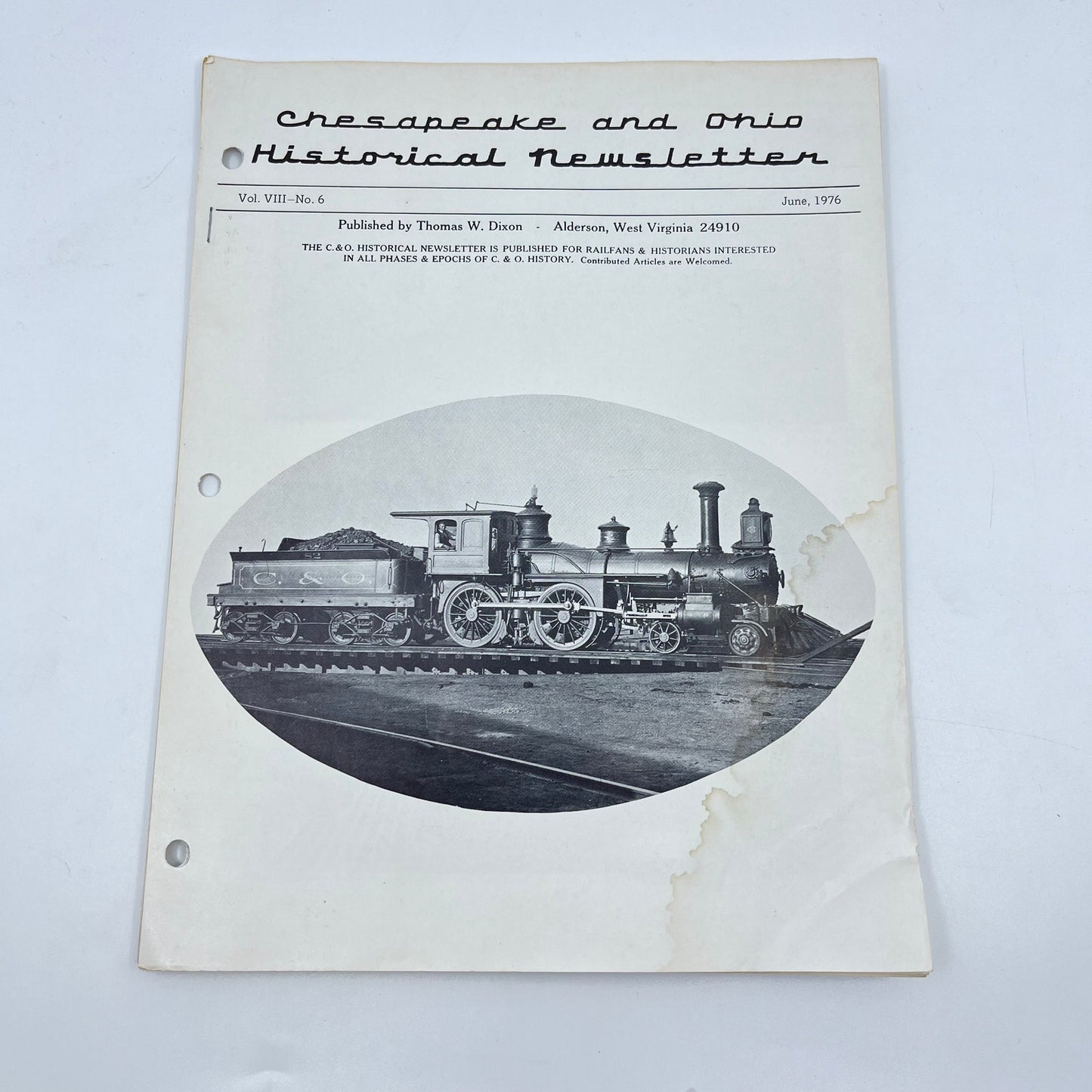 1976 June Chesapeake and Ohio Historical Newsletter C&O RR Thomas Dixon WV M1-2