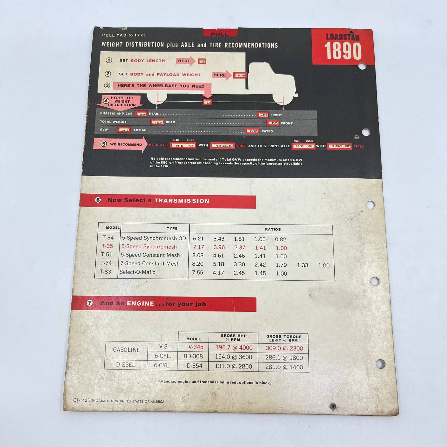 1963 IH Loadstar 1800/1890 Tractor Selector Weight Distribution Calculator TF8