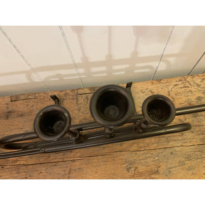 Vintage Trumpet Instrument Wall Art Candelabra Candle Holder