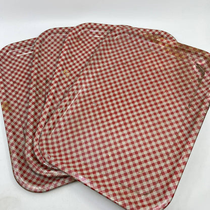 Vintage Set of 4 MCM Plaid Toleware Tin Litho Trays 10.5 x 13.5” TI5-3