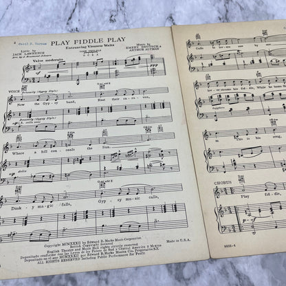 Play Fiddle Play by Emery Deutsch and His Gypsies 1932 Sheet Music V39-4