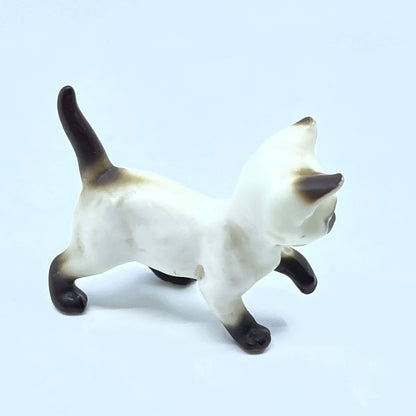 Vintage Miniature Porcelain Siamese Cat/Kitten Hand Painted Figurine SD7