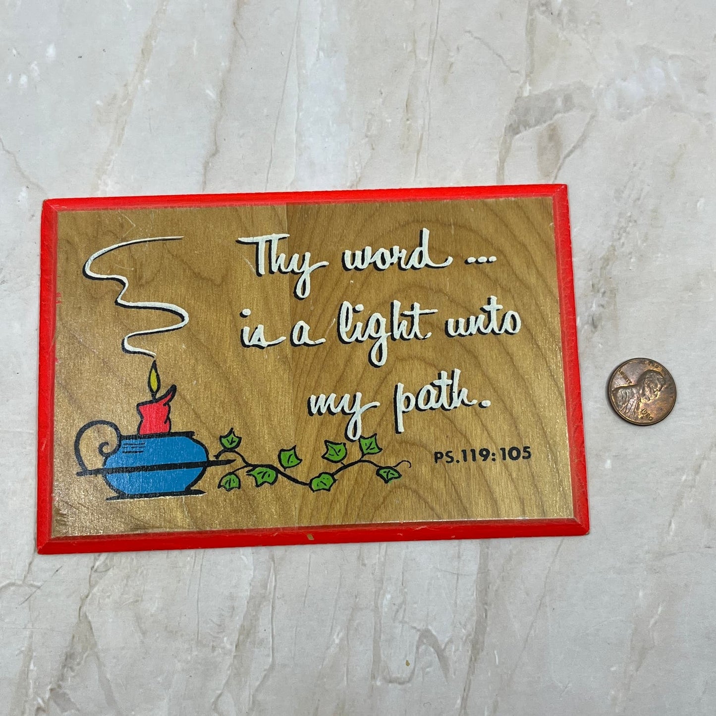 Mini Christian Wood Wall Plaque Ps. 119:105 Thy Word is a Light Unto My Path TE5
