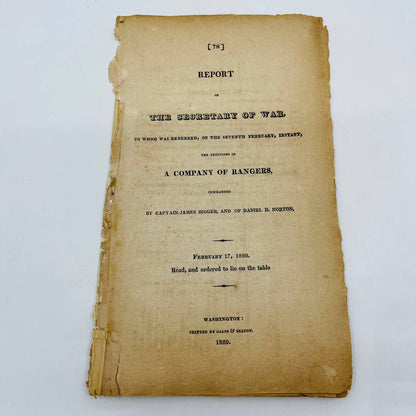 RARE 1820 Report of the Secretary of War Memo John C Calhoun to Henry Clay EA1