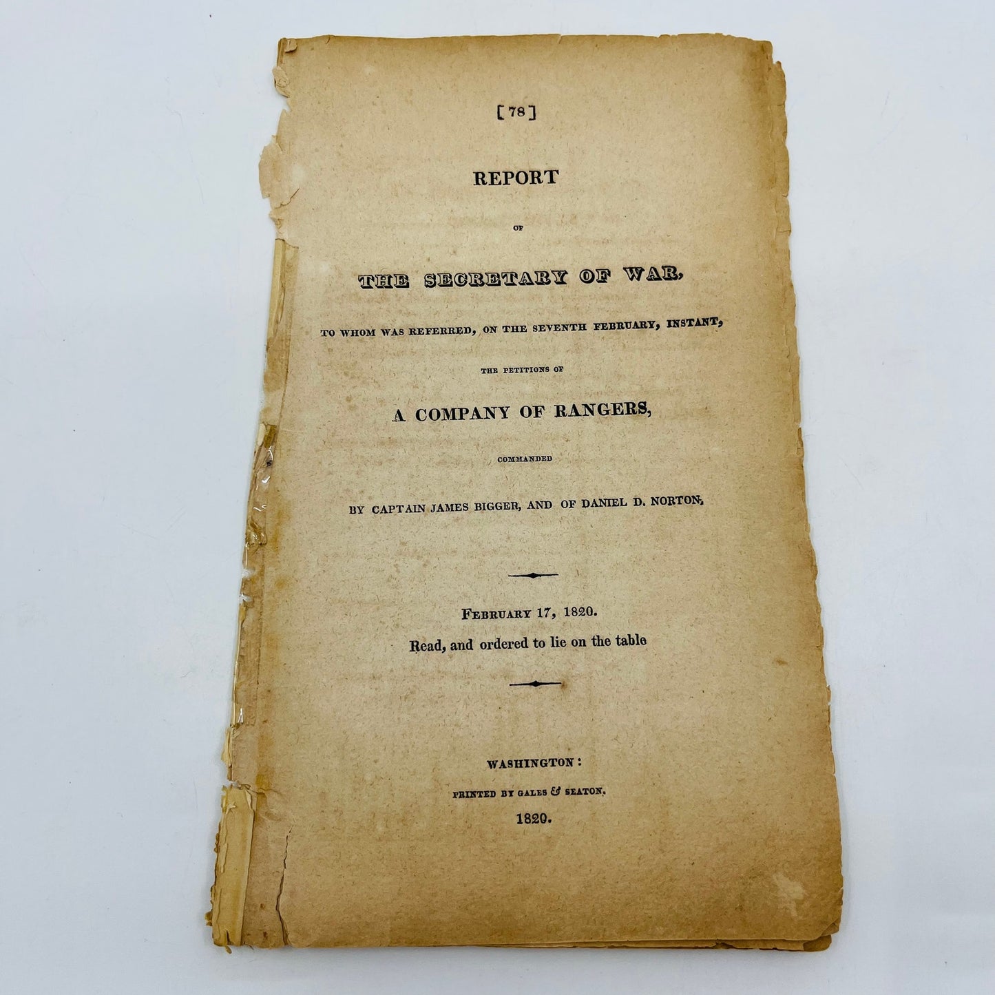 RARE 1820 Report of the Secretary of War Memo John C Calhoun to Henry Clay L2-3