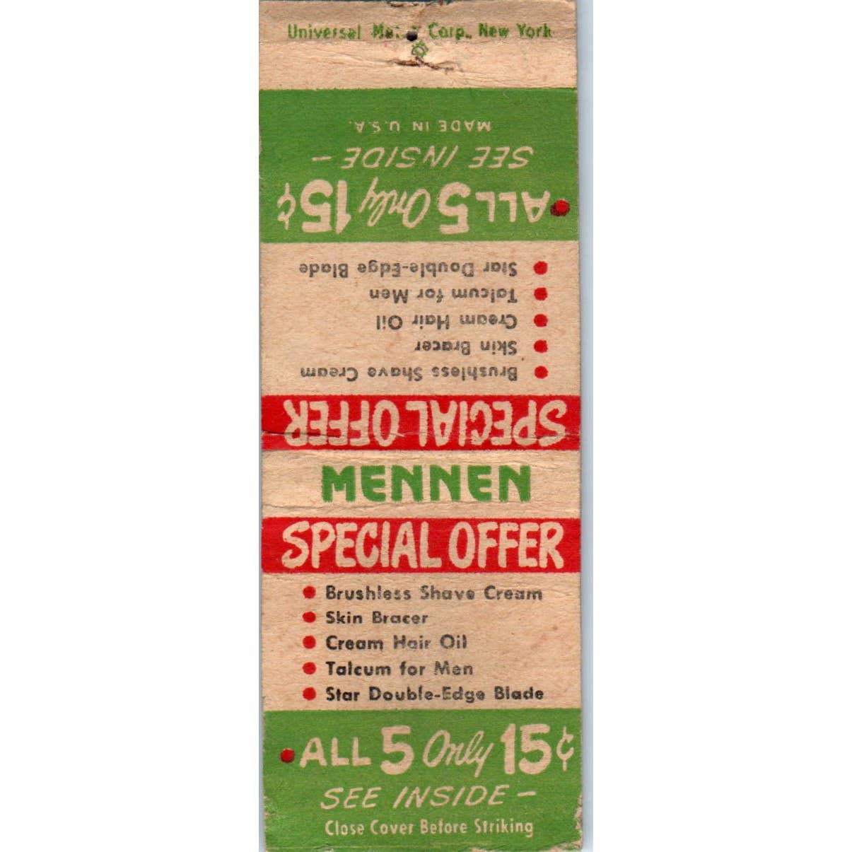 Vintage Matchbook Cover Mennen Shave Kit For Men SE5