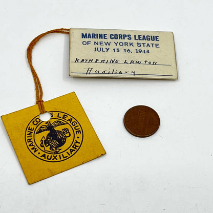 1944 WWII Marine Corps League Auxiliary New York Badge Katherine Lawton SC5