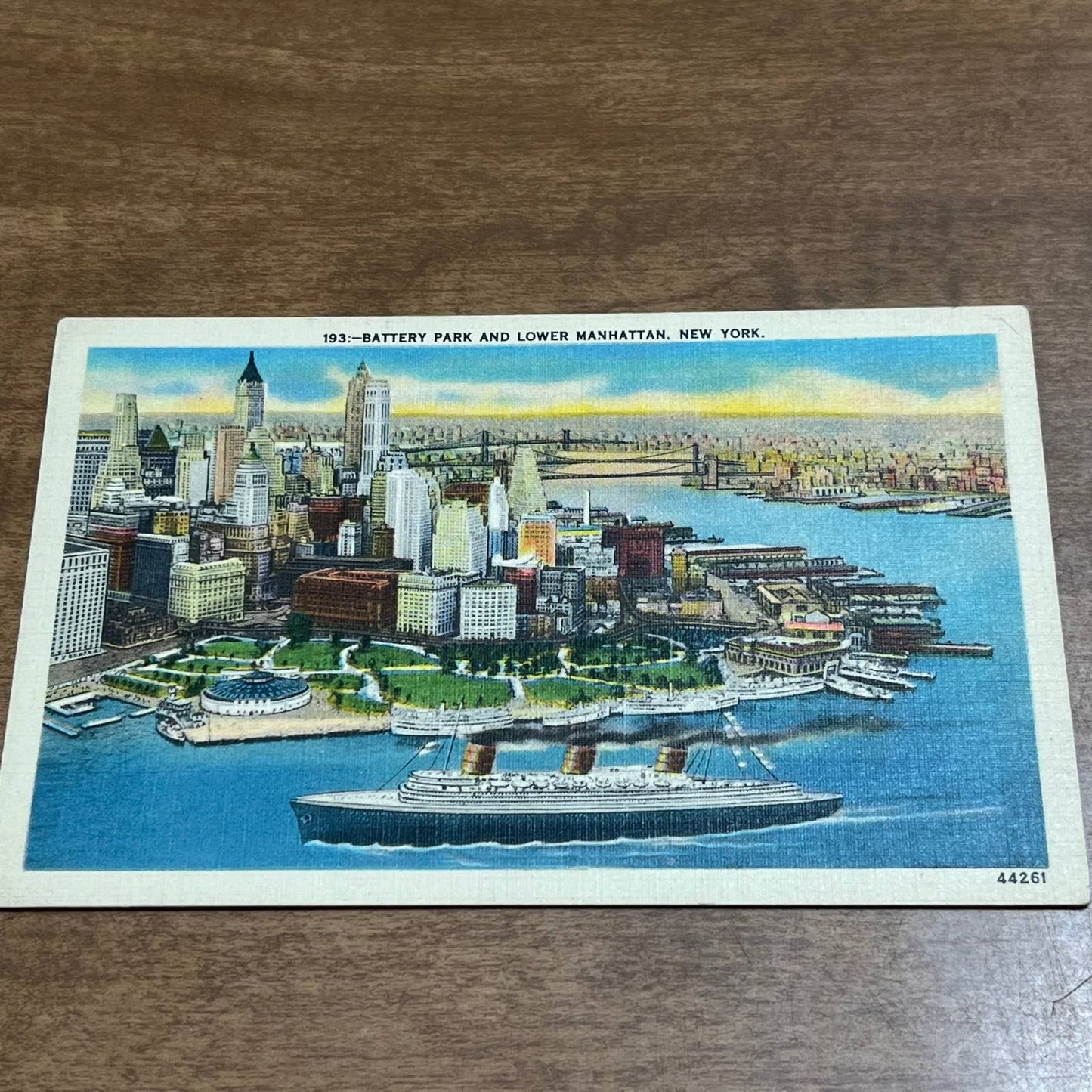 Vintage Postcard Battery Park Lower Manhattan Bird’s Eye View New York City PA1