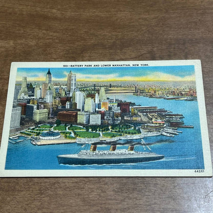 Vintage Postcard Battery Park Lower Manhattan Bird’s Eye View New York City PA1