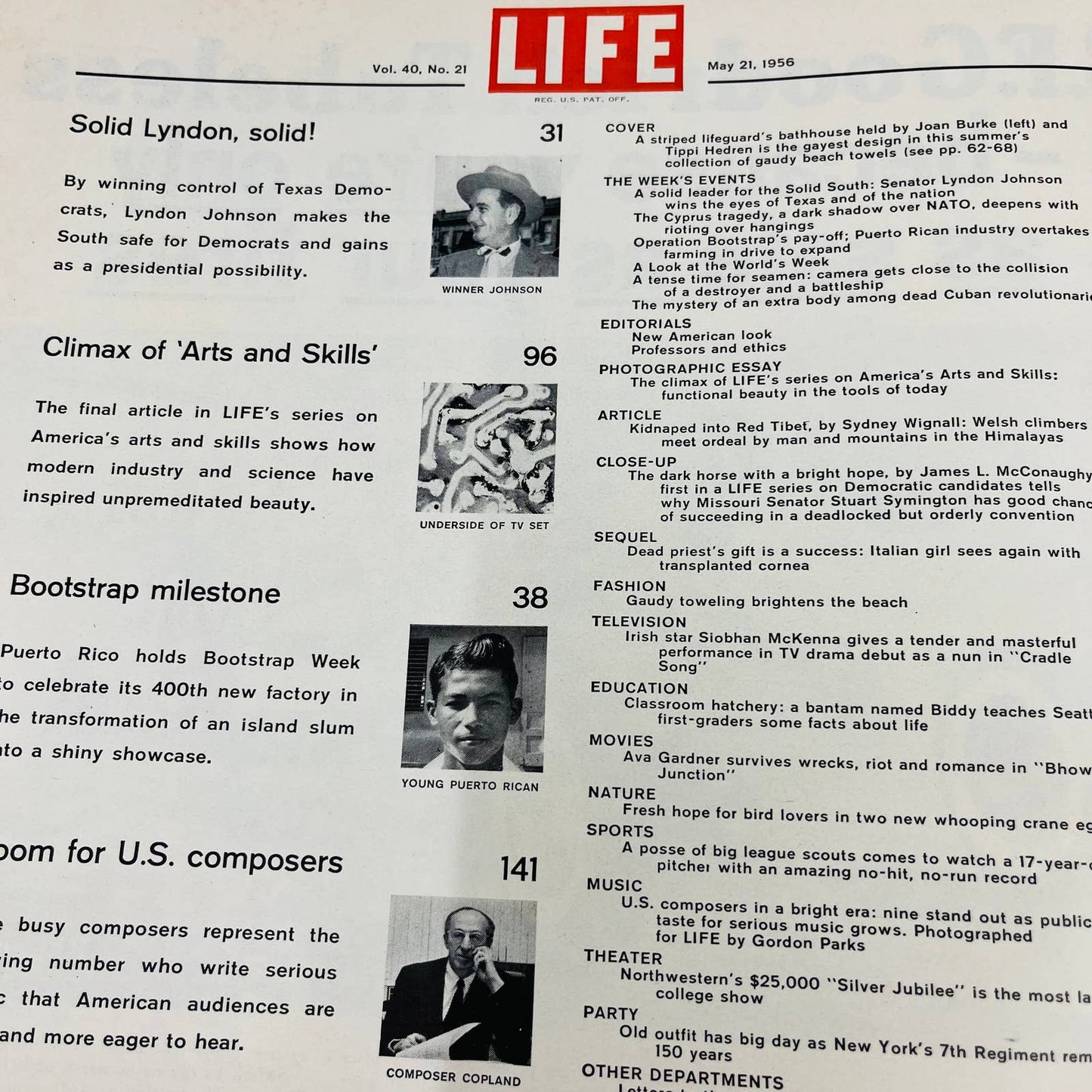 Vintage Life Magazine May 21 1956 Lyndon Johnson Stuart Symington TA4