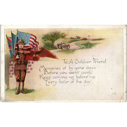 1918 WWI War Mottos "To a Soldier Friend" Original Postcard TK1-26