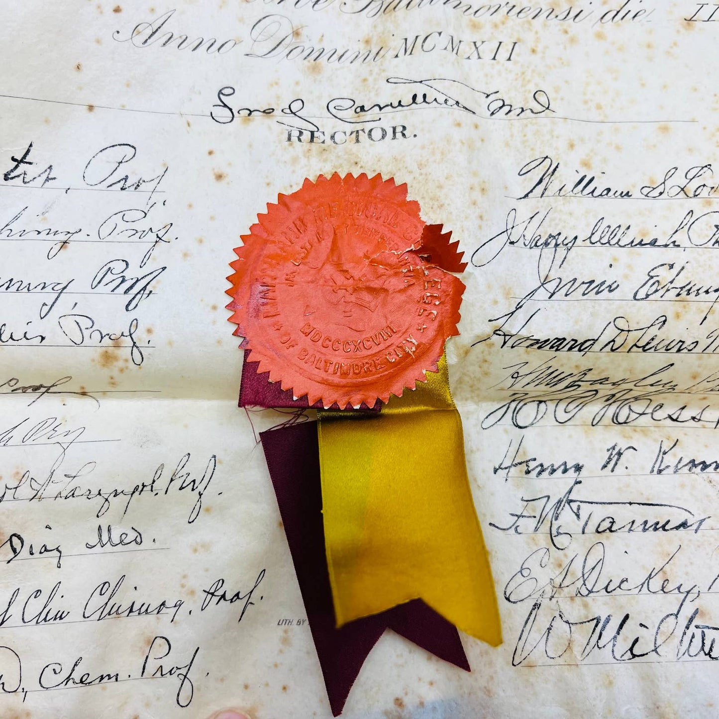 1911 Certificate Doctorate of Medicine Elwood Vaughan Hunt Baltimore City MD FL2