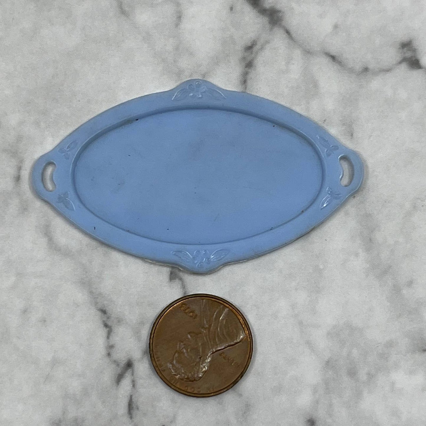 Vintage Irwin Miniature BLUE Plastic Serving Tray Platter Dollhouse Diorama SE7