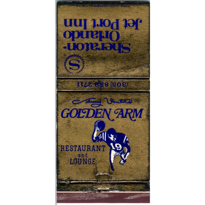 Johnny Unitas' Golden Arm Restaurant Orlando Advertising Matchbook Cover MM9-6