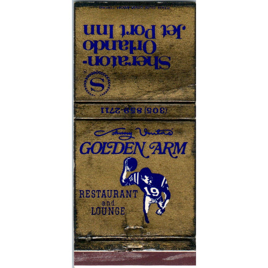 Johnny Unitas' Golden Arm Restaurant Orlando Advertising Matchbook Cover MM9-6
