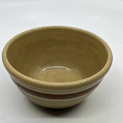 Antique HULL Pottery Brown Banded Ribbed Yellow Ware Mixing Bowl 5" Diameter TH5