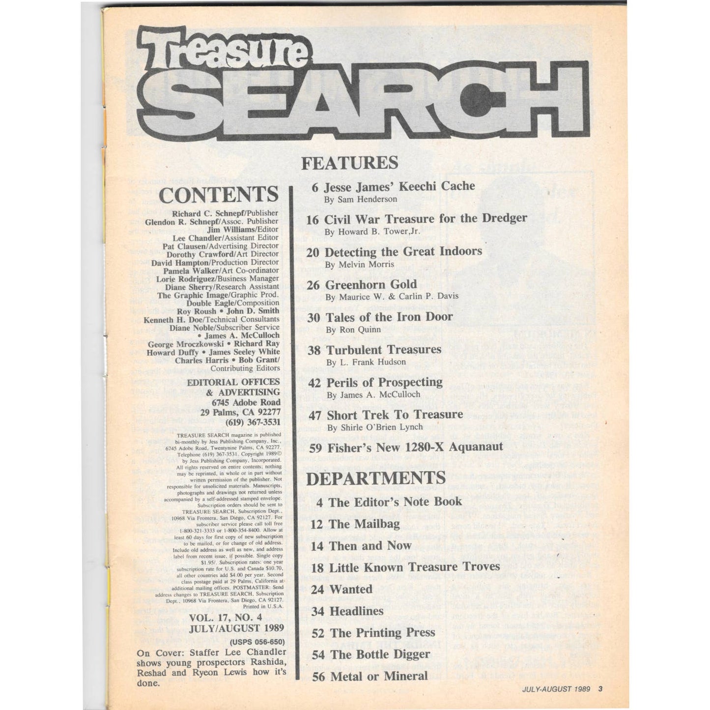 Treasure Search Magazine 1989 July/Aug Metal Detecting Gold Diamonds M2