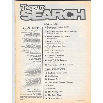 Treasure Search Magazine 1989 July/Aug Metal Detecting Gold Diamonds M2
