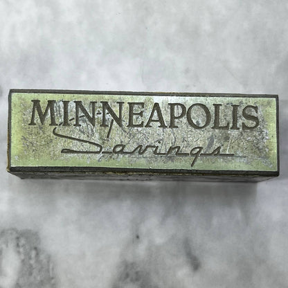 Vintage Printing Letterpress Printers Block Plate Minneapolis Savings TJ518