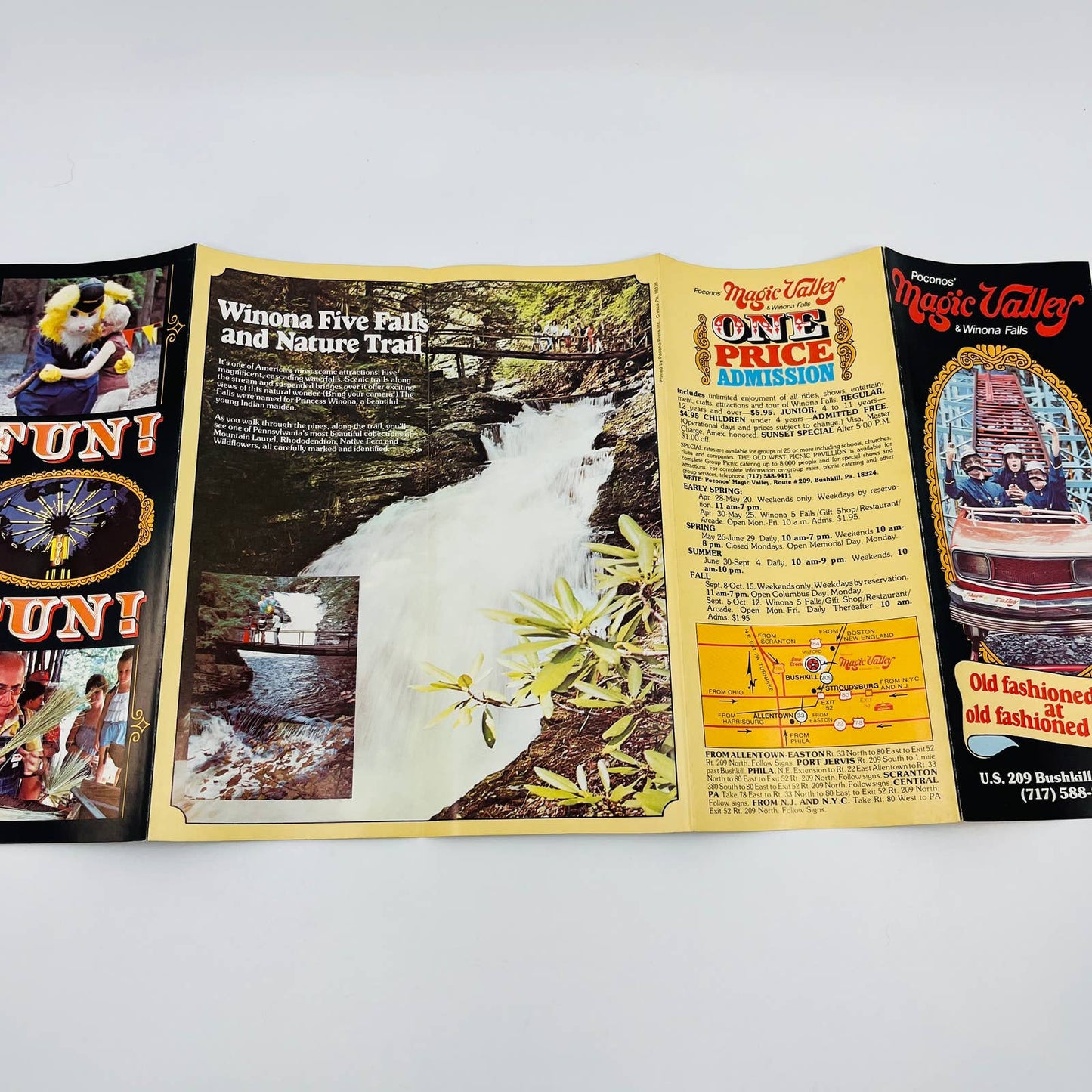 1970s Poconos Magic Valley Amusement Park Winona Falls Brochure Bushkill PA SC1