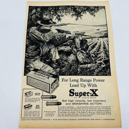 Vintage Advertisement 1940s SuperX 22 Cartridges Rifle Hunting New Haven AA1