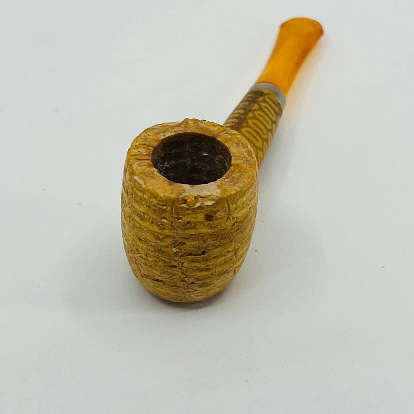 VTG Missouri Meerschaum Corn Cob Orange Lucite Stem 4” Small Smoking Pipe