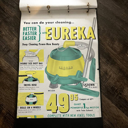 1960 Eureka Vacuum Cleaner Gambles 100 Store Display Advertising Poster 13.5x17