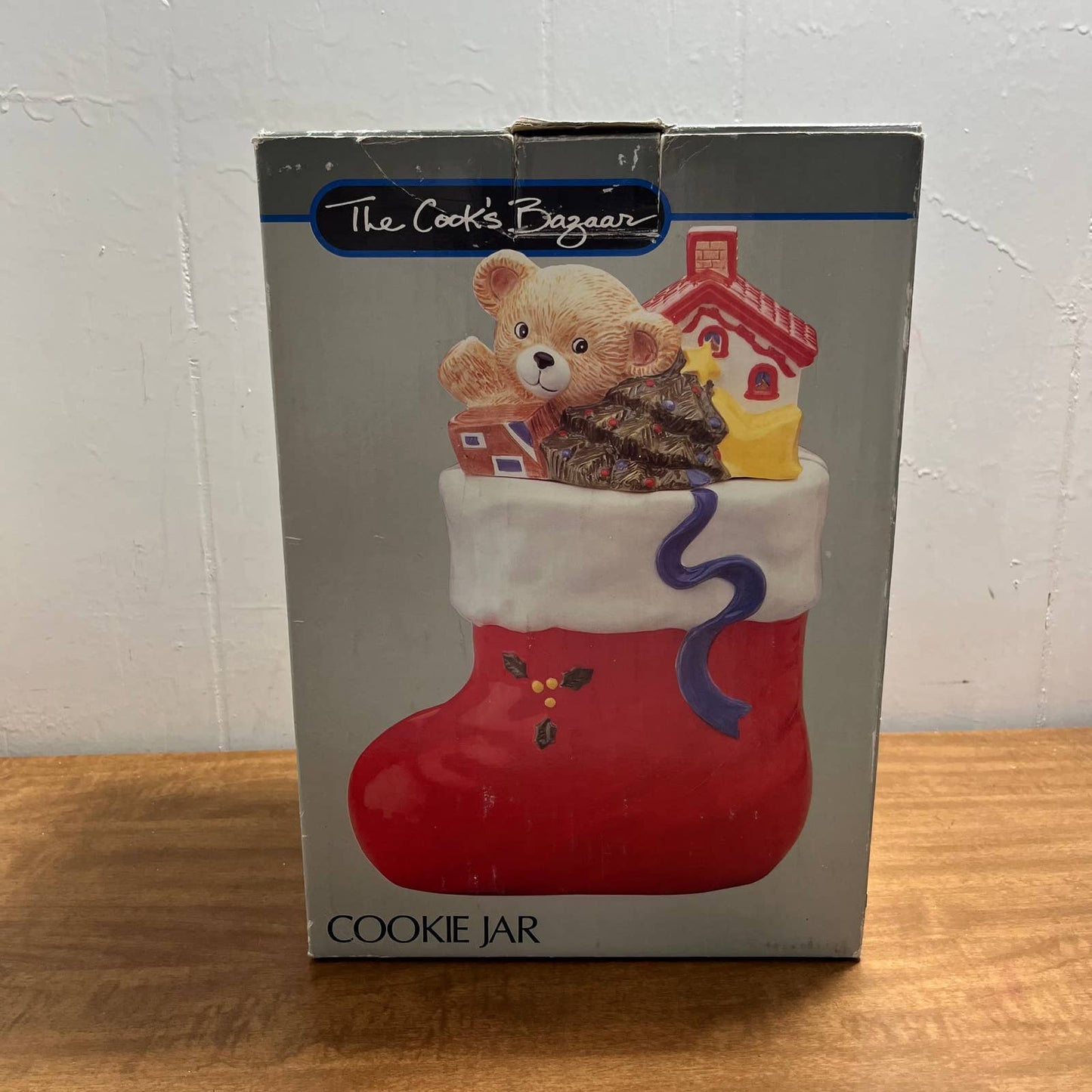 Vintage The Cook's Bazaar Toyland Santa 11.5" Ceramic Cookie Jar Canister IN BOX