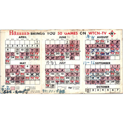 1967 Minnesota Twins Baseball Hamms Pocket TV Schedule TK1-P3
