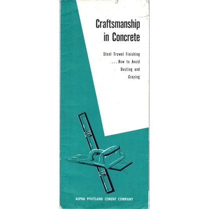 1956 Advertising Brochure Craftsmanship in Concrete Alpha Portland Cement Co SE5