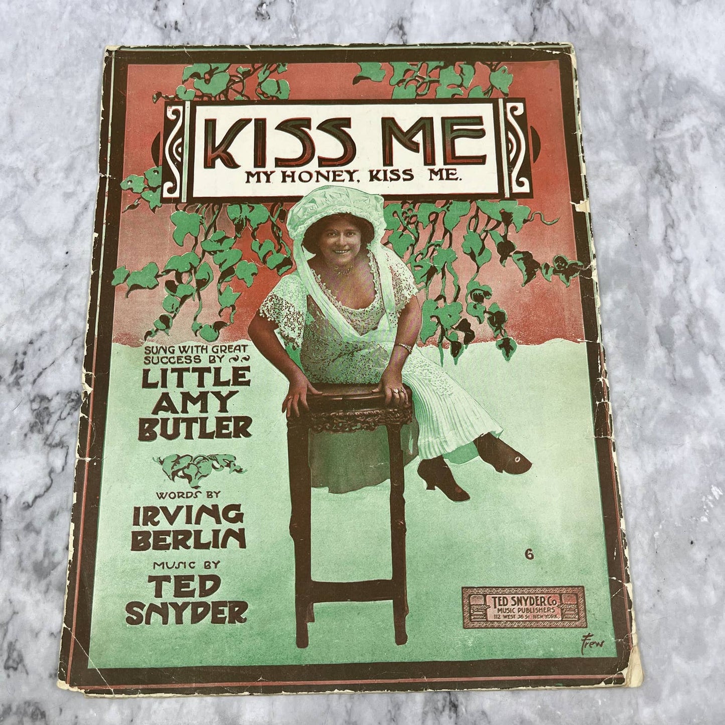 Kiss Me My Honey Little Amy Butler Irving Berlin 1910 Sheet Music TK2-SM3