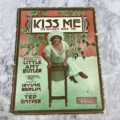 Kiss Me My Honey Little Amy Butler Irving Berlin 1910 Sheet Music TK2-SM3