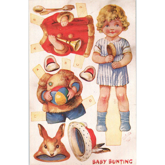 Baby Bunting Paper Doll Original Postcard PB6