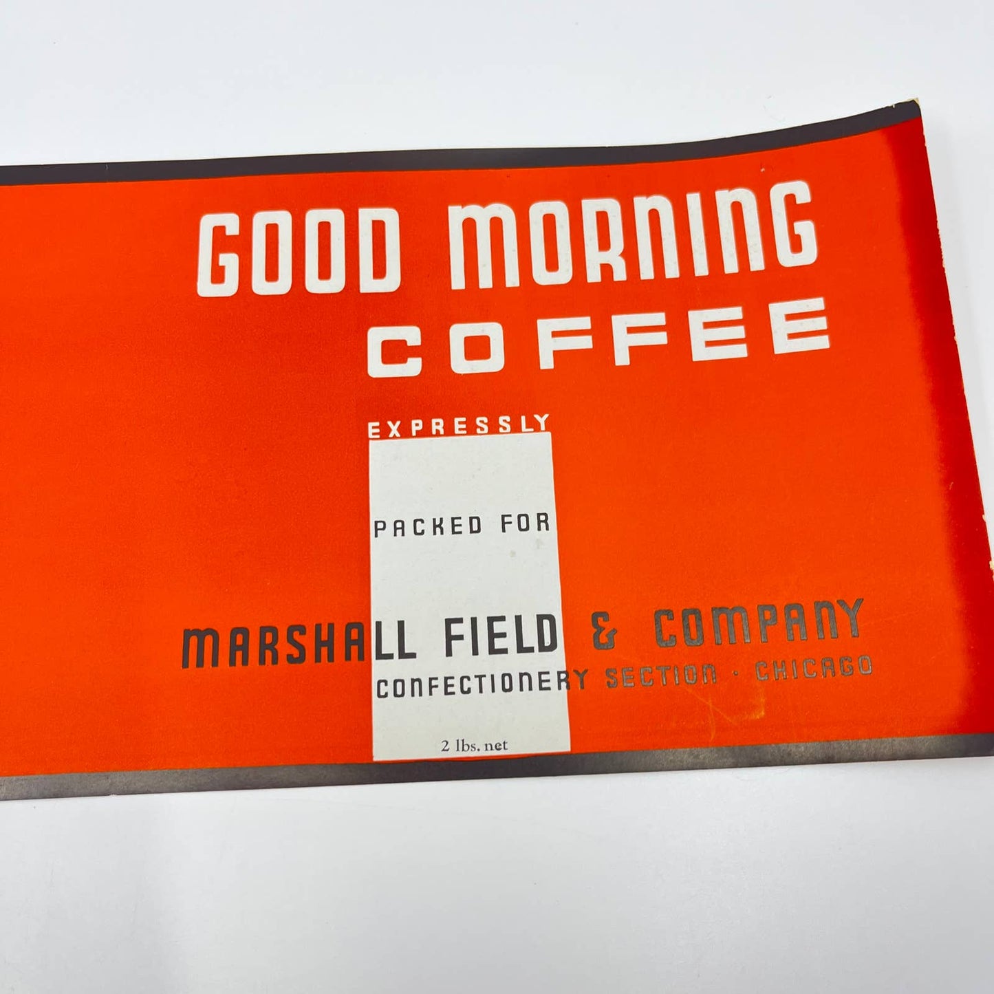 1940s Good Morning Coffee Label Marshall Field Chicago 18x6” FL3