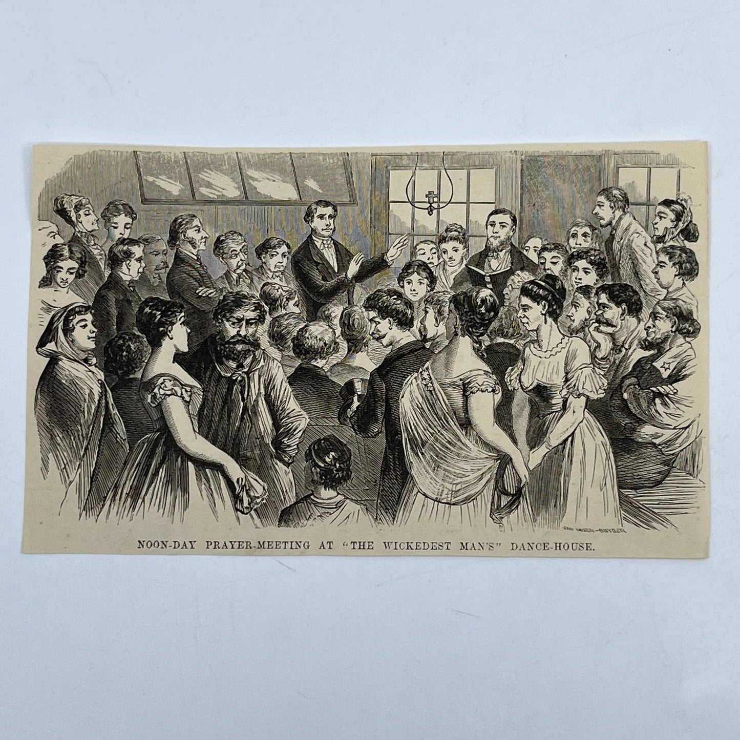 1880s Original Print Engraving "The Wickedest Man's" Dance House NY ~4x6.5" AC9