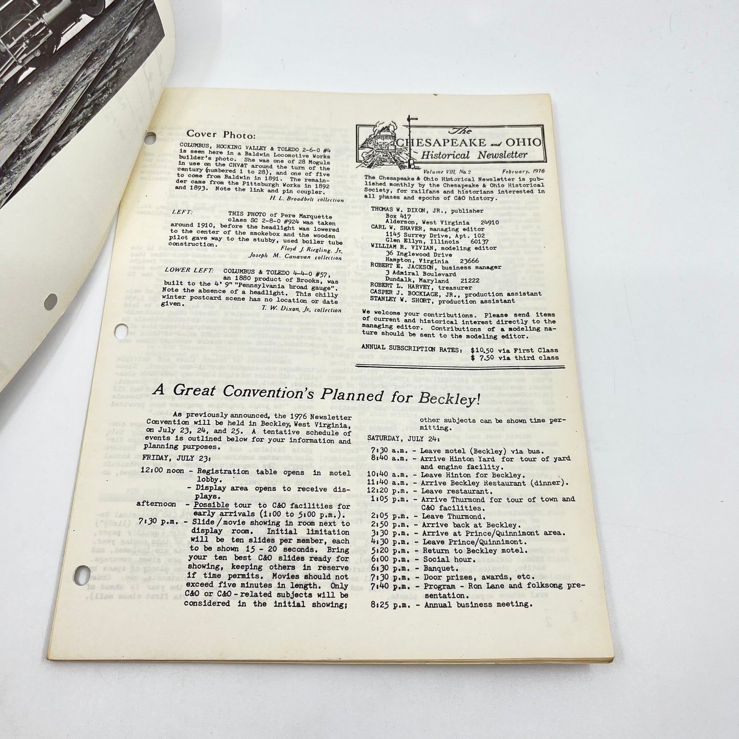 1976 Feb Chesapeake and Ohio Historical Newsletter C&O RR Thomas Dixon WV M1-2