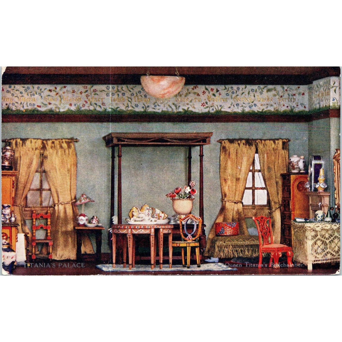 Titania's Palace Bedchamber Raphael Tuck Oilette Original Postcard TK1-P14