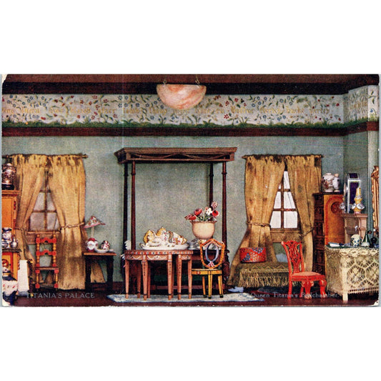 Titania's Palace Bedchamber Raphael Tuck Oilette Original Postcard P2-12