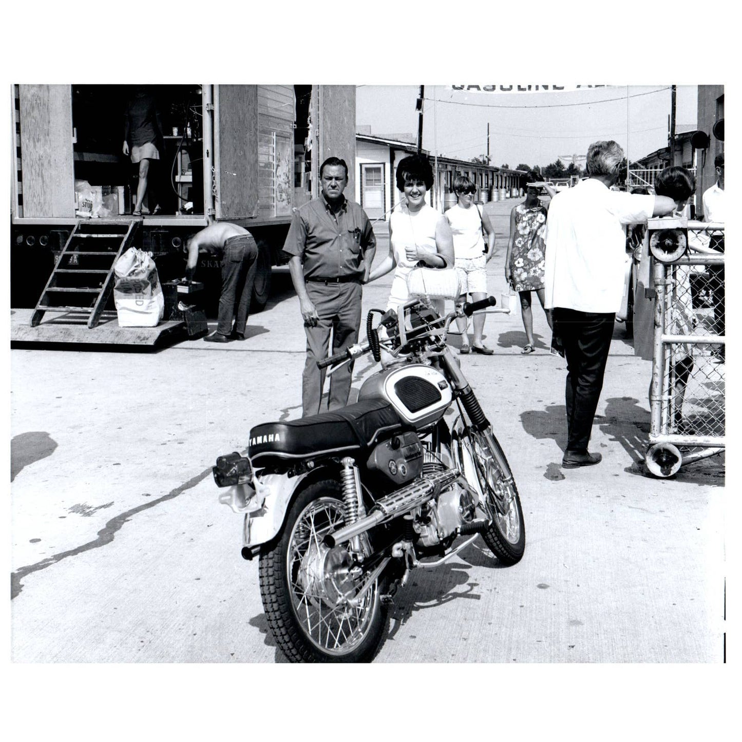 1950s Original Photograph Man and Woman with Yamaha Motorcycle 8x10" AC9