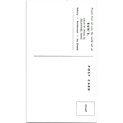 Vintage Postcard Bun's Restaurant Delaware Ohio TD9